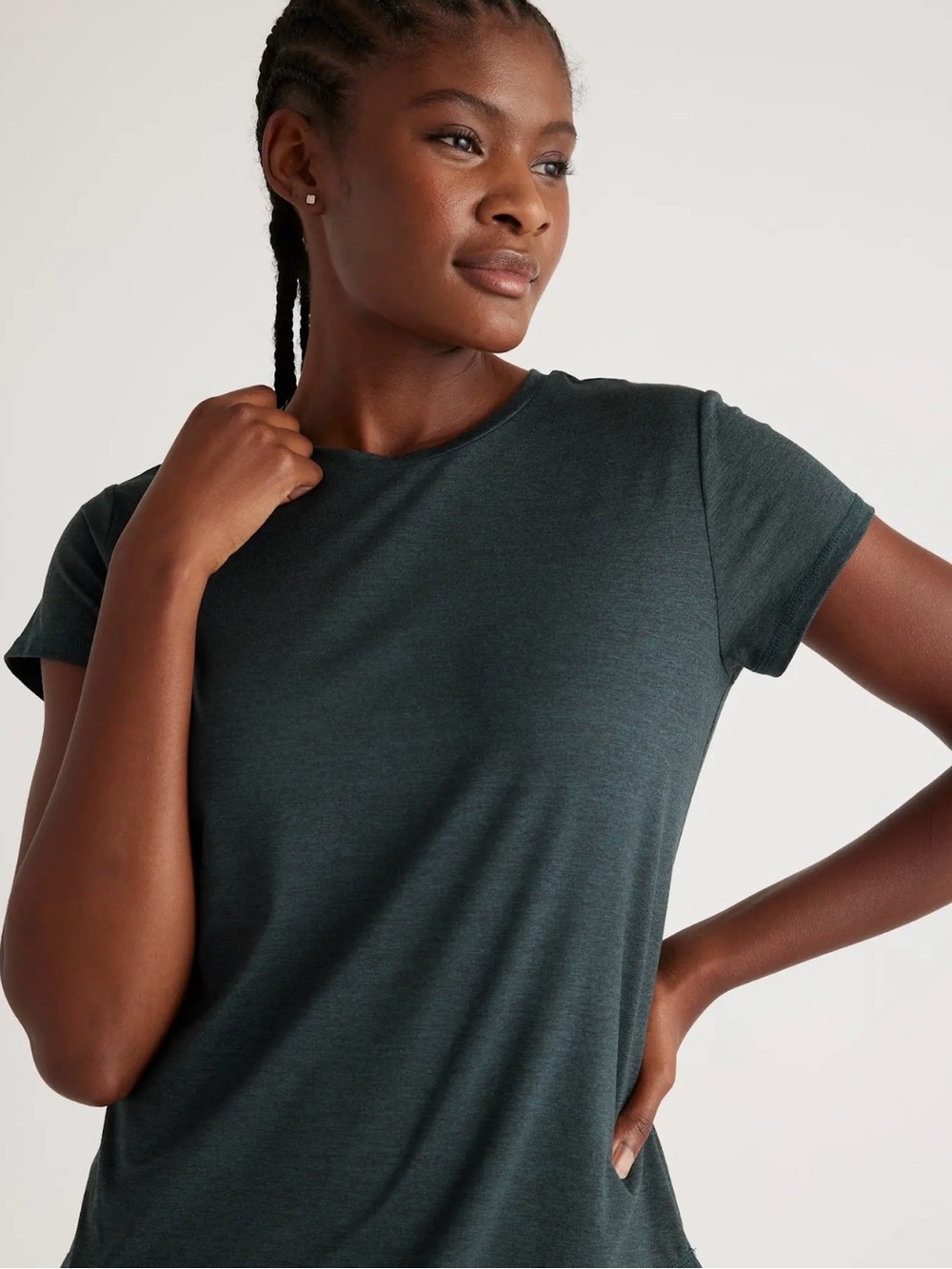 Quince Flowknit Breeze Tee Heather Green Short Sleeve Crewneck Top Medium - Picture 8 of 12